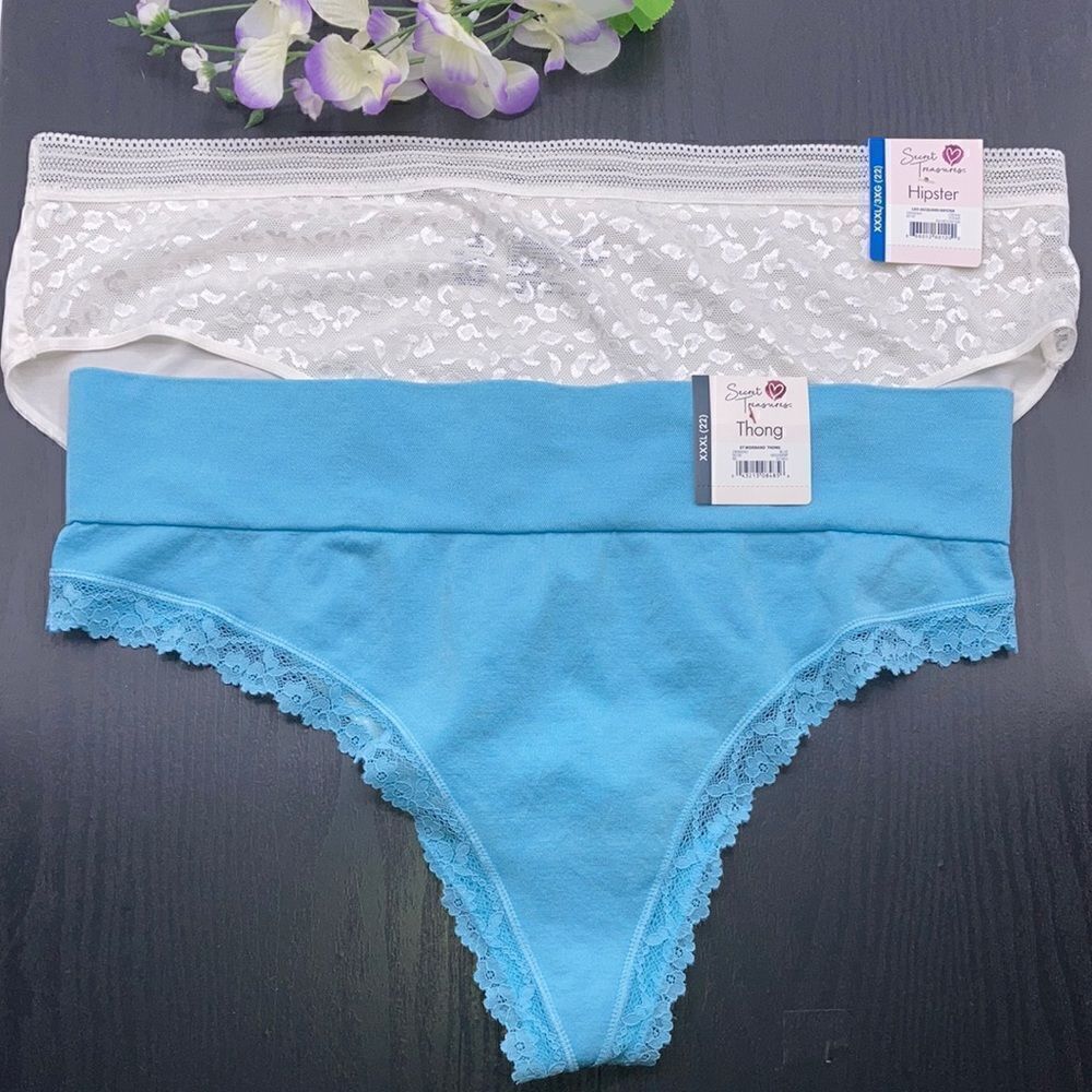 Womens Thong & Jacquard Hipster Underwear Panties 2-Pack Size XXXL